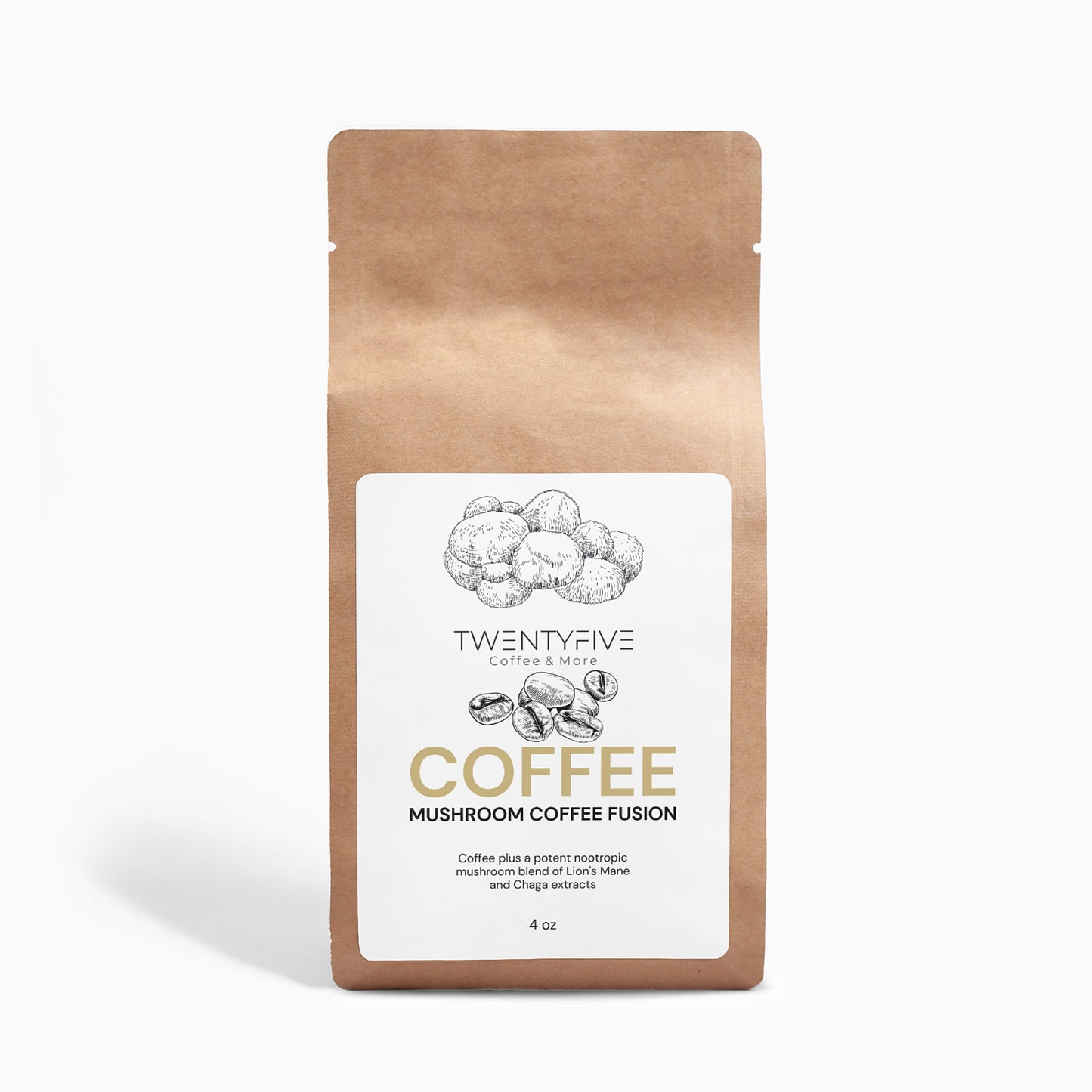 Mushroom Coffee Fusion - Lion’s Mane & Chaga 4oz Twentyfivecoffee